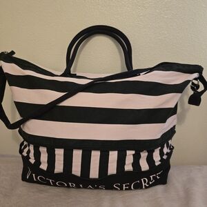 Victoria's Secret Black and White Striped Women's Bag